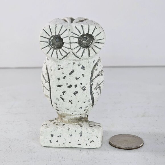 Vintage Hand Carved Stone Owl Figurine Greek Porous Stone White *Repaired* - Picture 2 of 9
